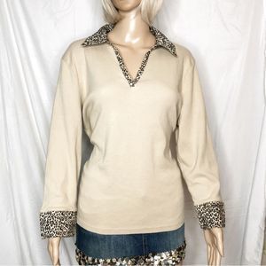 Karen Scott long sleeve top leopard print szXL